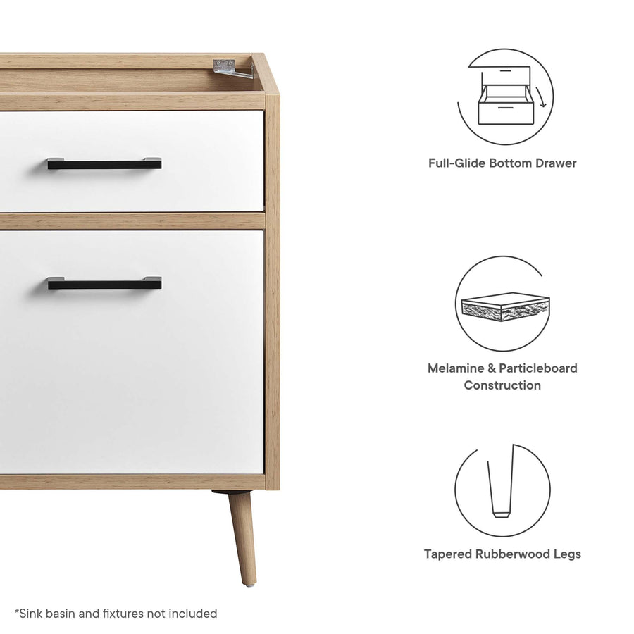 Crest 24" Bathroom Vanity Cabinet Sink Basin Not Included in Oak White