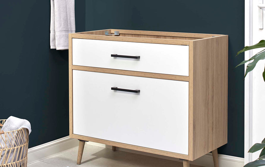 Crest 36" Bathroom Vanity Cabinet Sink Basin Not Included in Oak White