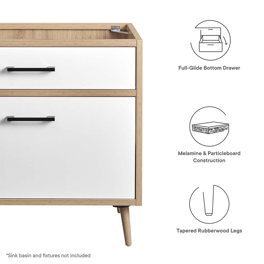 Crest 36" Bathroom Vanity Cabinet Sink Basin Not Included in Oak White