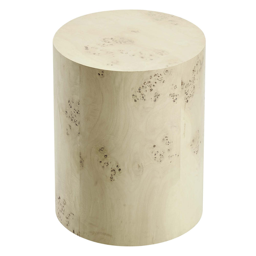 Gable 16" Round Burl Wood Side Table in Bleached Burl