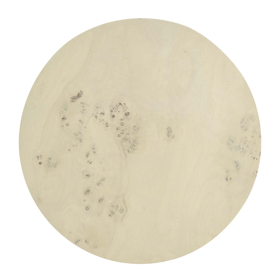Gable 16" Round Burl Wood Side Table in Bleached Burl
