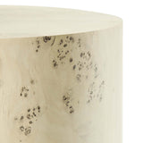 Gable 16" Round Burl Wood Side Table in Bleached Burl