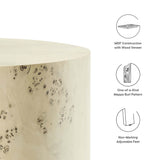 Gable 16" Round Burl Wood Side Table in Bleached Burl