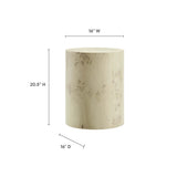 Gable 16" Round Burl Wood Side Table in Bleached Burl