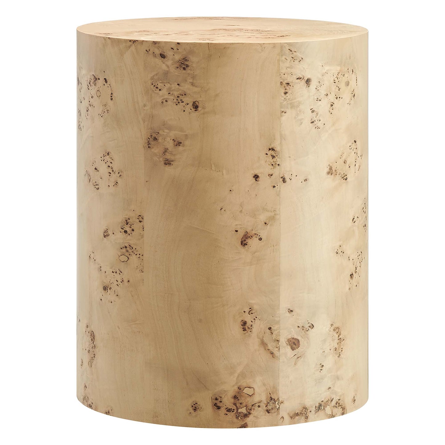 Gable 16" Round Burl Wood Side Table in Natural Burl