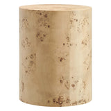Gable 16" Round Burl Wood Side Table in Natural Burl