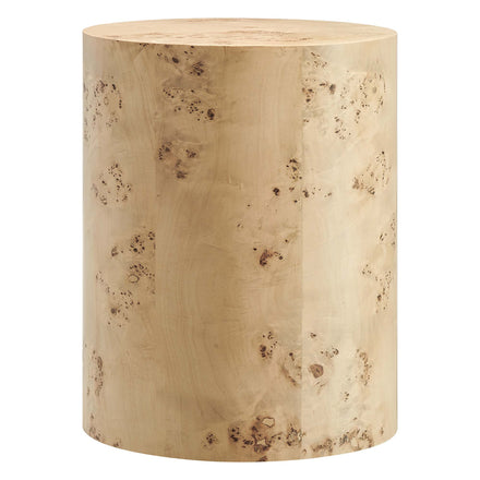 Cosmos 16" Round Burl Wood Side Table in Natural Burl