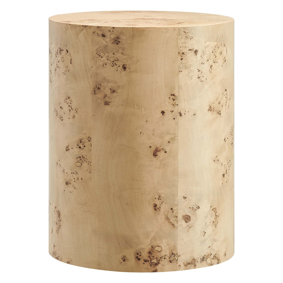 Gable 16" Round Burl Wood Side Table in Natural Burl