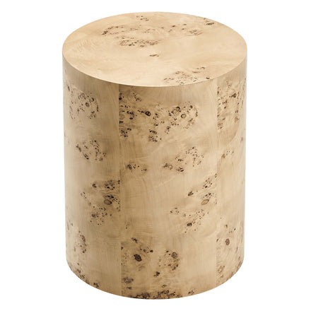 Cosmos 16" Round Burl Wood Side Table in Natural Burl