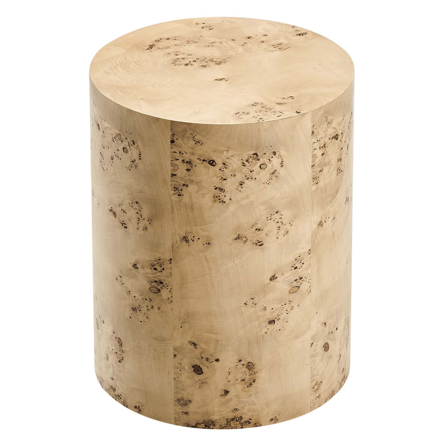 Gable 16" Round Burl Wood Side Table in Natural Burl