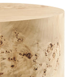 Gable 16" Round Burl Wood Side Table in Natural Burl