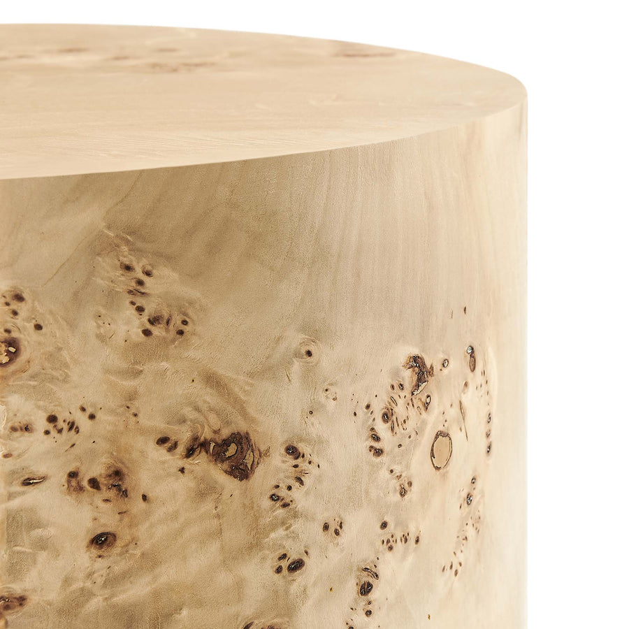Gable 16" Round Burl Wood Side Table in Natural Burl