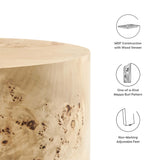 Gable 16" Round Burl Wood Side Table in Natural Burl