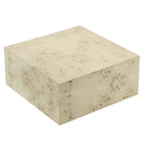 Gable 36" Square Burl Wood Coffee Table in Bleached Burl
