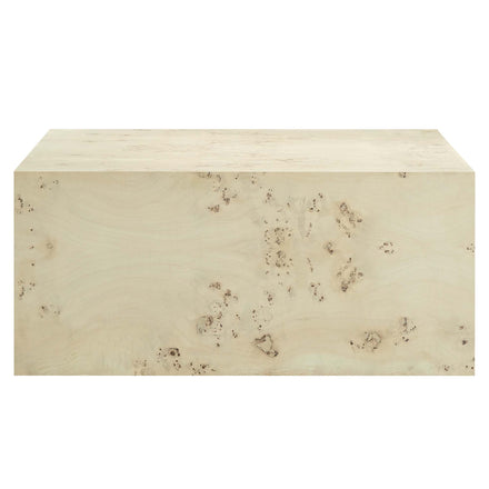 Cosmos 36" Square Burl Wood Coffee Table in Bleached Burl