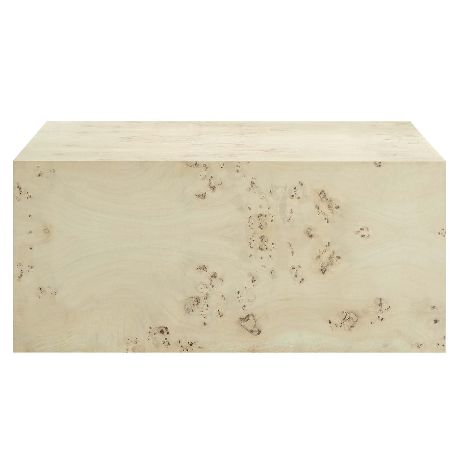 Gable 36" Square Burl Wood Coffee Table in Bleached Burl