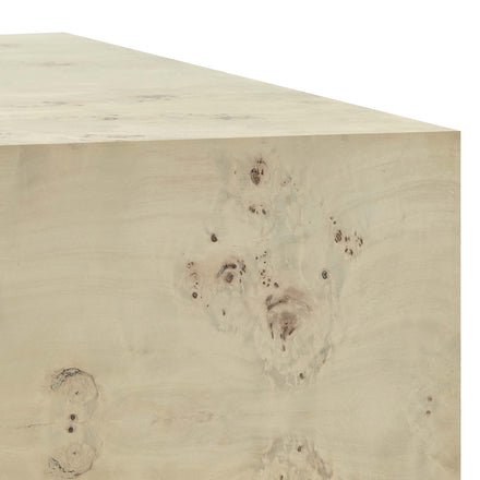 Cosmos 36" Square Burl Wood Coffee Table in Bleached Burl