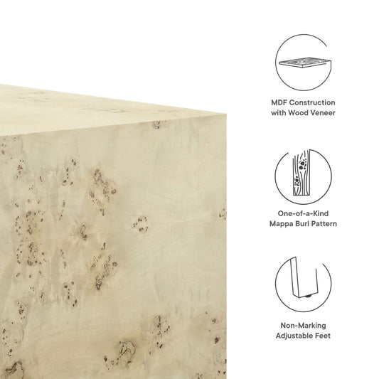 Cosmos 36" Square Burl Wood Coffee Table by Furniture For America