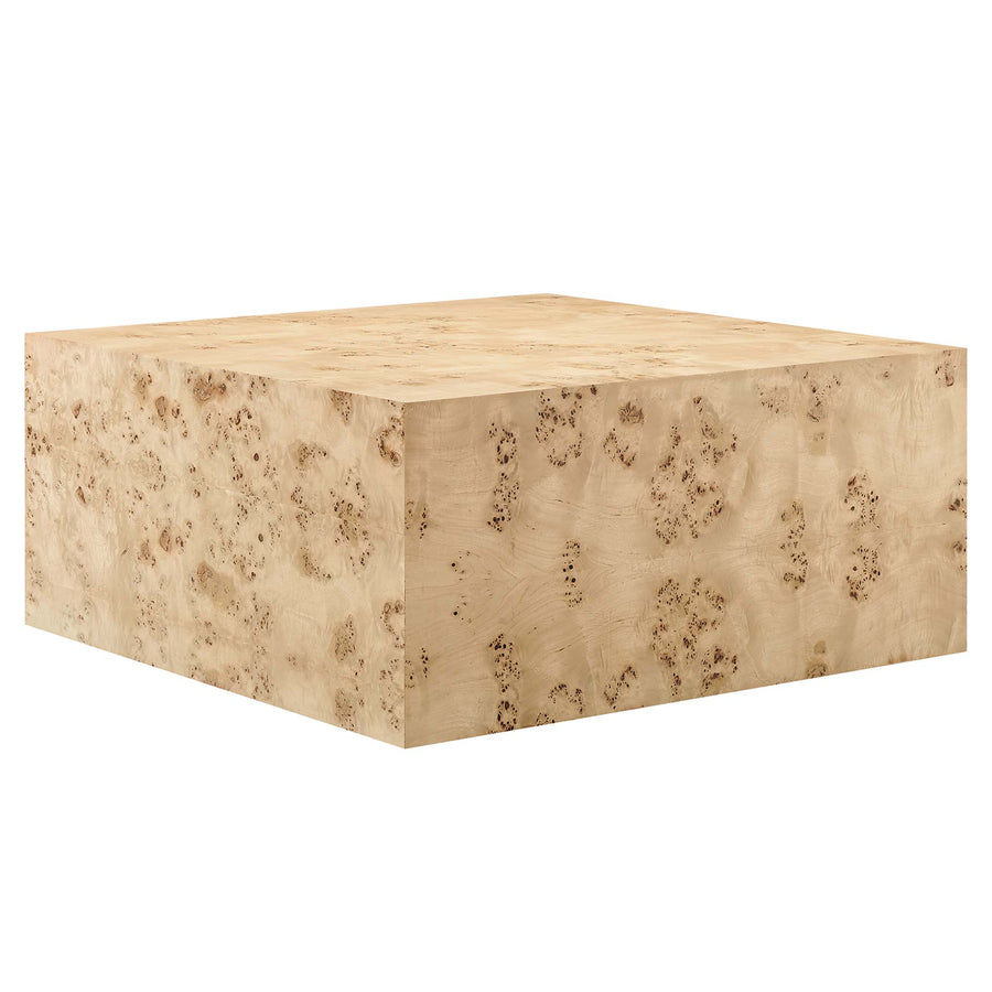 Gable 36" Square Burl Wood Coffee Table in Natural Burl
