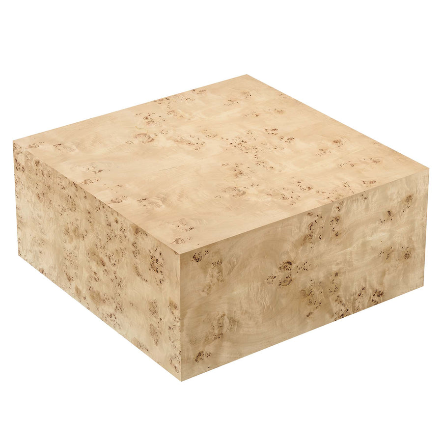 Gable 36" Square Burl Wood Coffee Table in Natural Burl