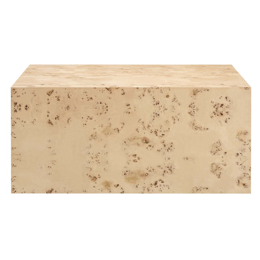 Gable 36" Square Burl Wood Coffee Table in Natural Burl