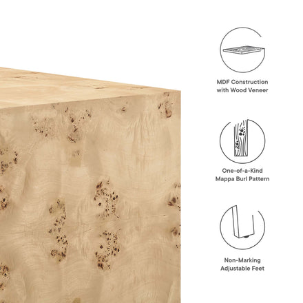 Cosmos 36" Square Burl Wood Coffee Table in Natural Burl