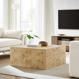 Gable 36" Square Burl Wood Coffee Table in Natural Burl