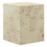 Gable 16" Square Burl Wood Side Table in Bleached Burl