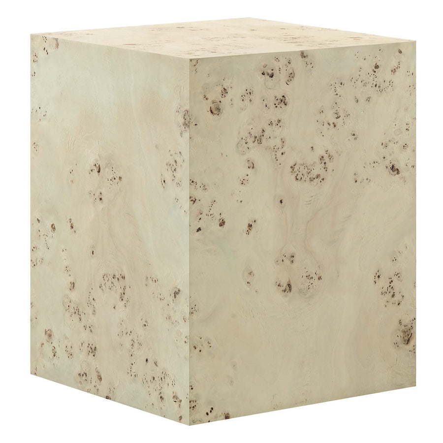 Gable 16" Square Burl Wood Side Table in Bleached Burl