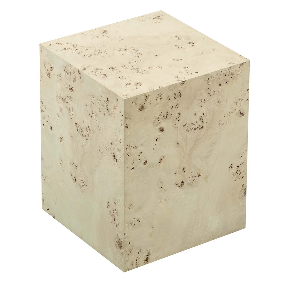 Gable 16" Square Burl Wood Side Table in Bleached Burl