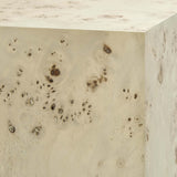 Gable 16" Square Burl Wood Side Table in Bleached Burl