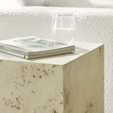 Gable 16" Square Burl Wood Side Table in Bleached Burl
