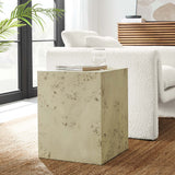 Gable 16" Square Burl Wood Side Table in Bleached Burl