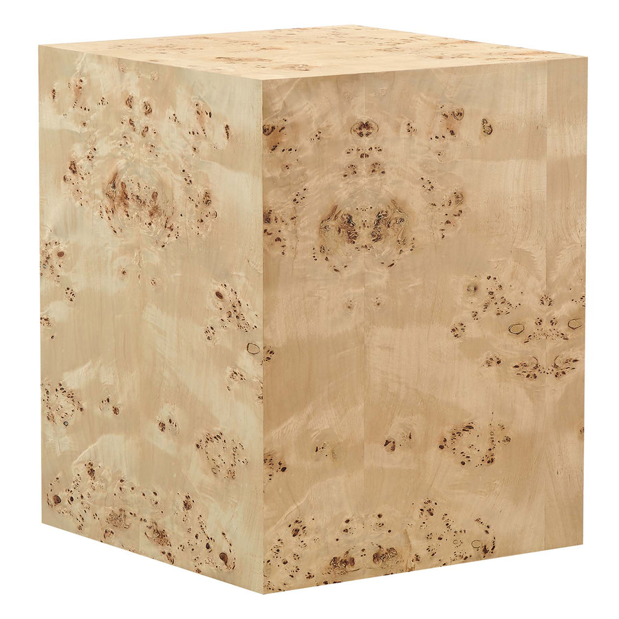 Gable 16" Square Burl Wood Side Table in Natural Burl