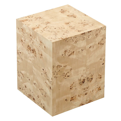 Cosmos 16" Square Burl Wood Side Table by Furniture For America