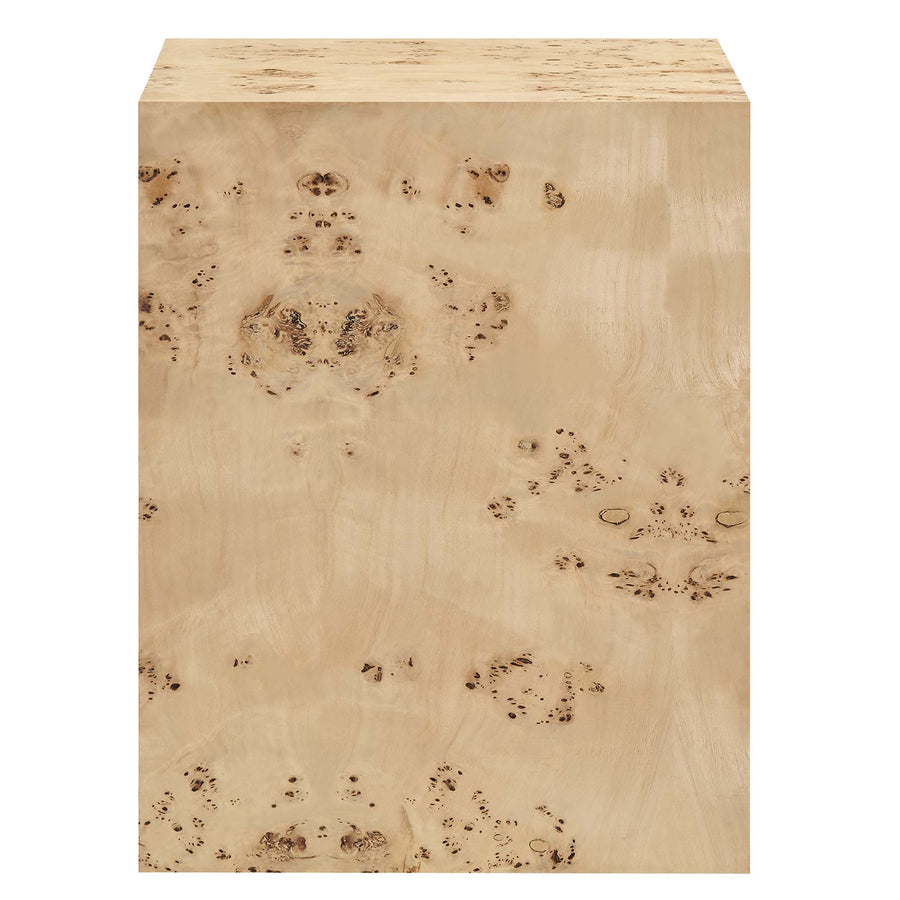 Gable 16" Square Burl Wood Side Table in Natural Burl
