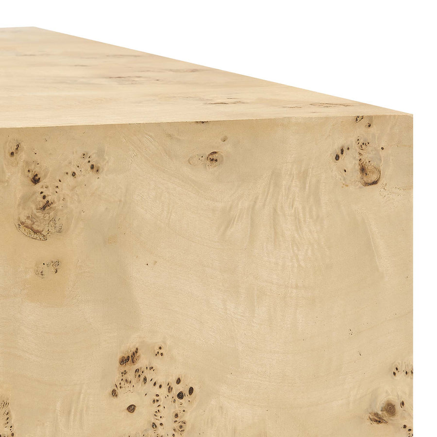 Gable 16" Square Burl Wood Side Table in Natural Burl