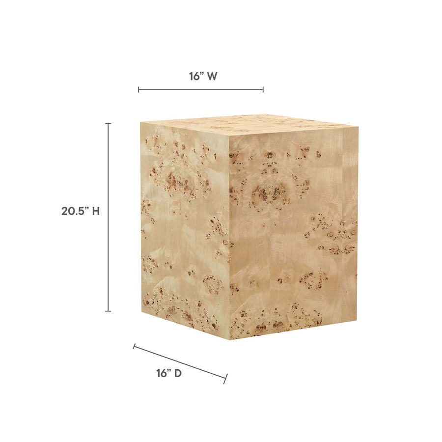 Gable 16" Square Burl Wood Side Table in Natural Burl