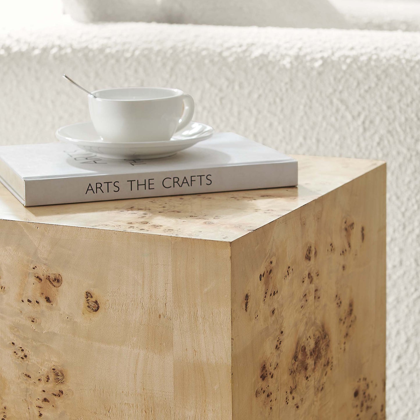 Cosmos 16" Square Burl Wood Side Table by Furniture For America