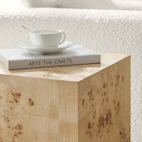 Gable 16" Square Burl Wood Side Table in Natural Burl