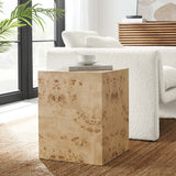 Gable 16" Square Burl Wood Side Table in Natural Burl
