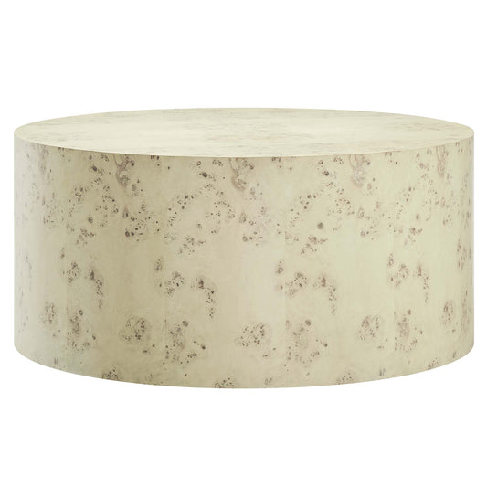 Cosmos 35" Round Burl Wood Coffee Table by Furniture For America