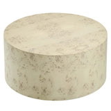 Gable 35" Round Burl Wood Coffee Table in Bleached Burl