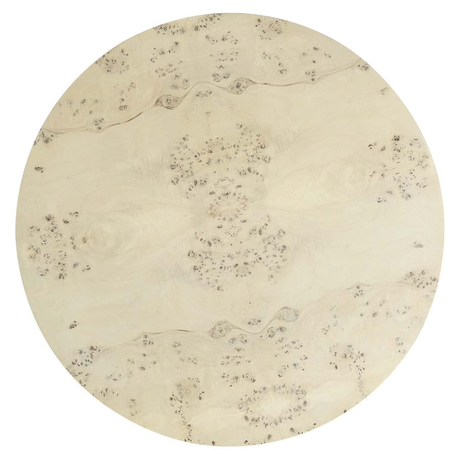 Gable 35" Round Burl Wood Coffee Table in Bleached Burl