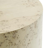 Gable 35" Round Burl Wood Coffee Table in Bleached Burl