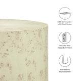 Gable 35" Round Burl Wood Coffee Table in Bleached Burl