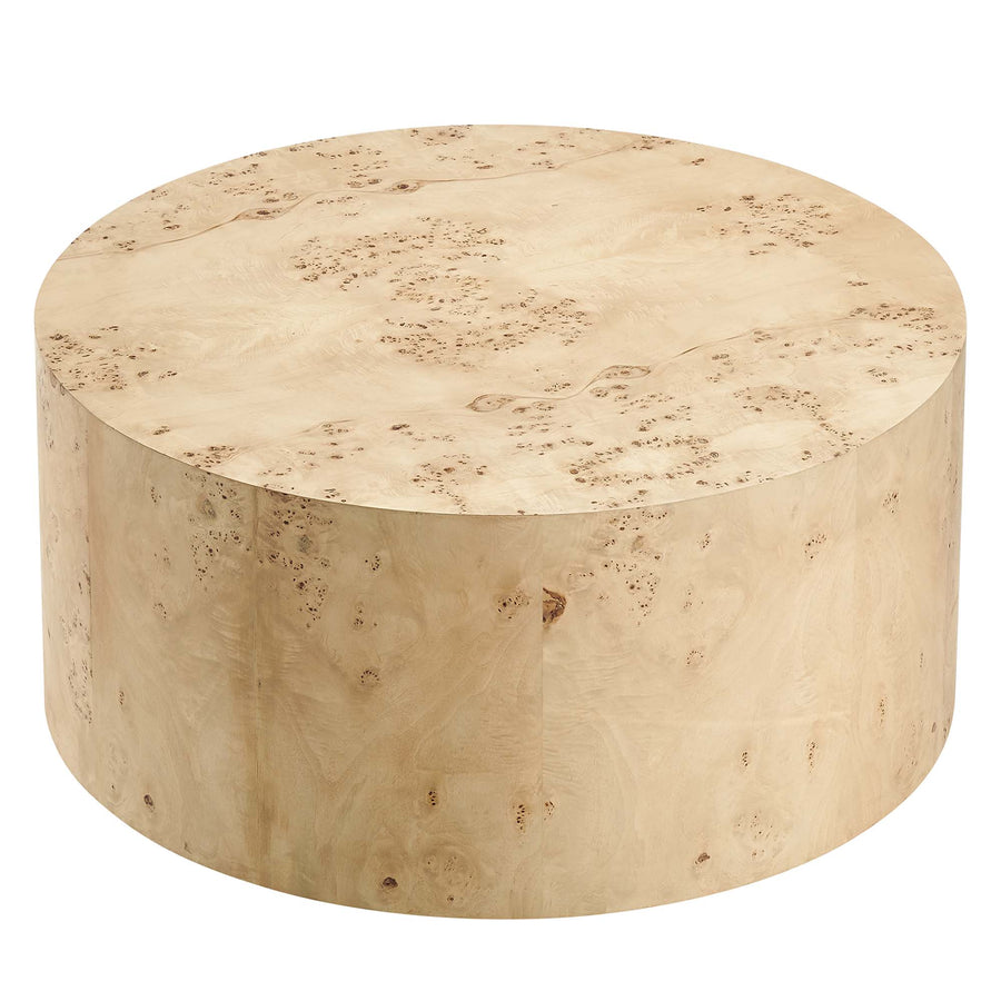 Gable 35" Round Burl Wood Coffee Table in Natural Burl