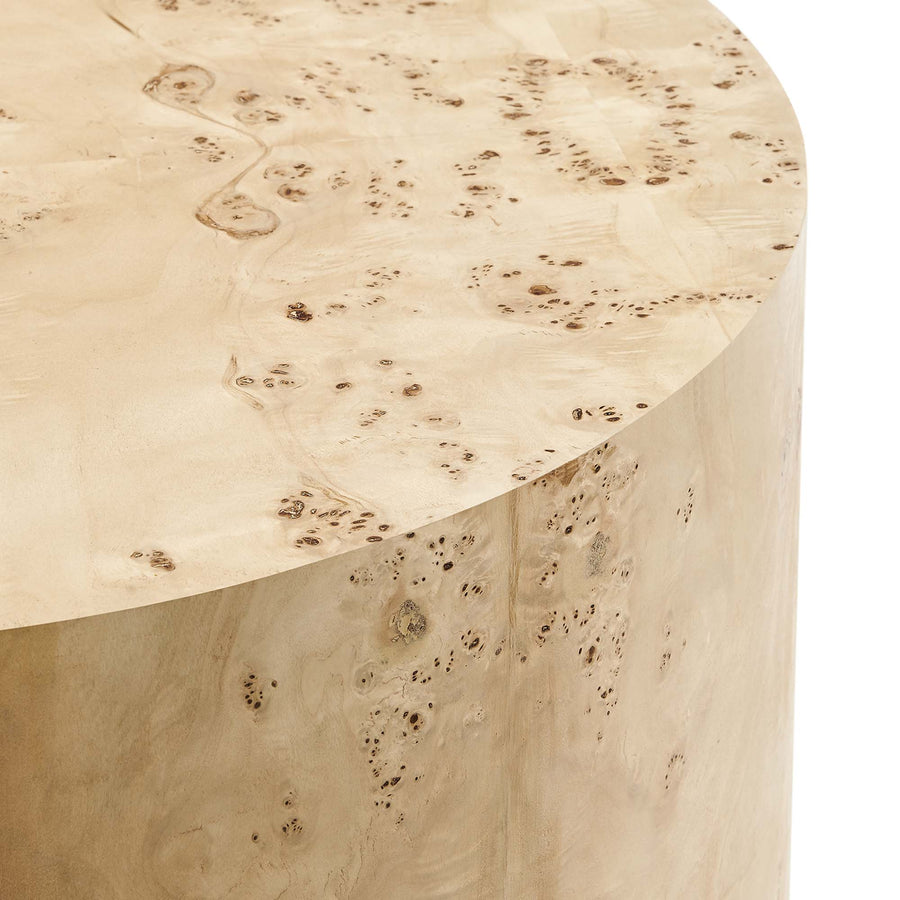 Gable 35" Round Burl Wood Coffee Table in Natural Burl