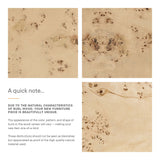 Gable 35" Round Burl Wood Coffee Table in Natural Burl