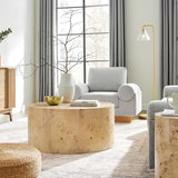 Gable 35" Round Burl Wood Coffee Table in Natural Burl